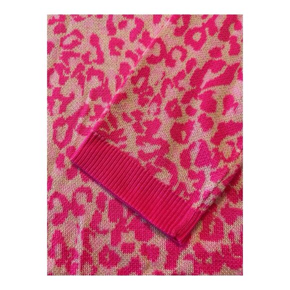 Lilly Pulitzer Morgen Jacquard Sweater Hot Pink Leopard Print Rhinestones- XL - Picture 5 of 9